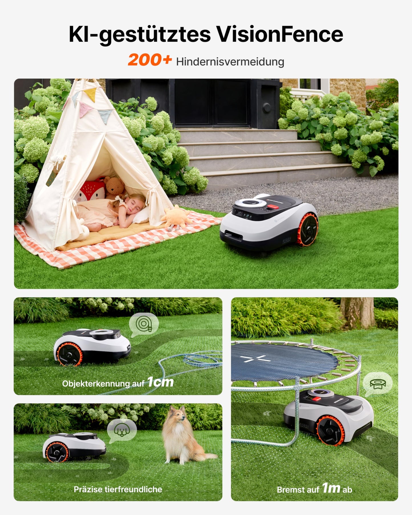 Navimow i208 LiDAR Mähroboter ohne Begrenzungskabel mit Garage M, 800 m², LiDAR + Vision Navigation, 45% Steigung, Automatisches Kartieren