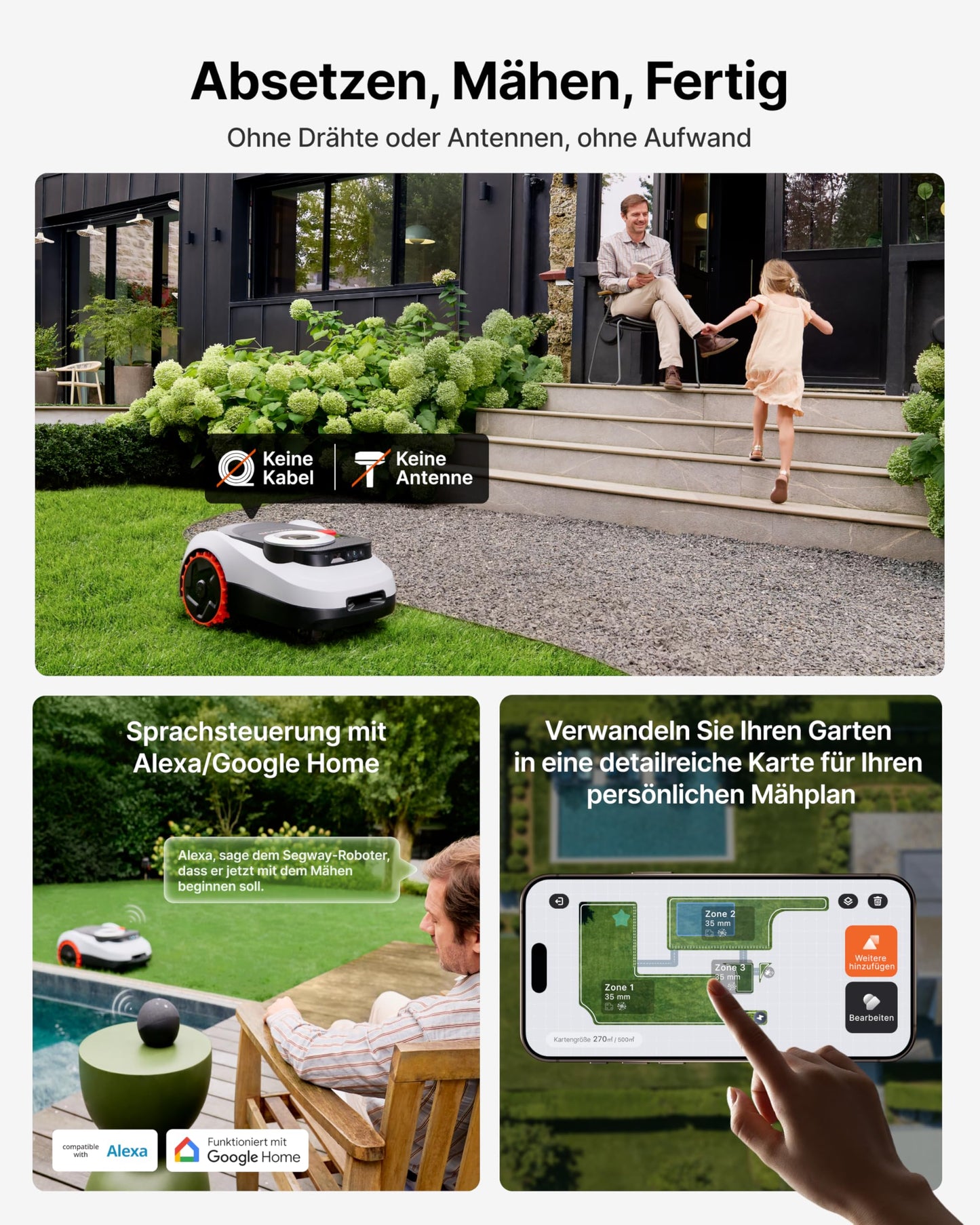 Navimow i208 LiDAR Mähroboter ohne Begrenzungskabel mit Garage M, 800 m², LiDAR + Vision Navigation, 45% Steigung, Automatisches Kartieren